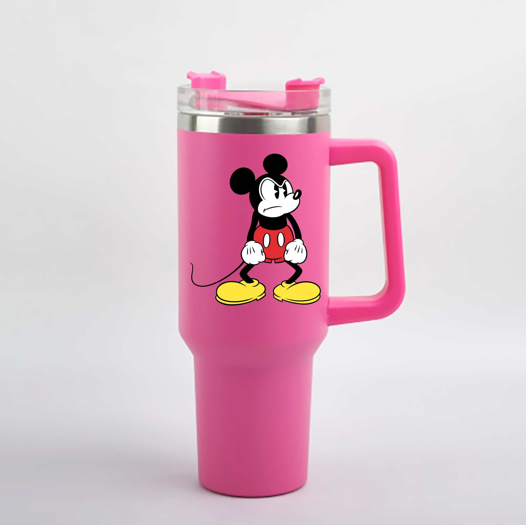 （画像用） ミッキーマウス Mickey Mouse 1200mL車用タンブラー - クリスタルステッカー（プラスチックストロー付き）